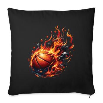 Un ballon de basket en feu - Housse de coussin décorative 45 x 45 cm - noir - Devant