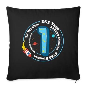 Kind Ein Jahr - Erster Geburtstag Kindergeburtstag - Sofakissenbezug 45 x 45 cm - Schwarz - Vorne