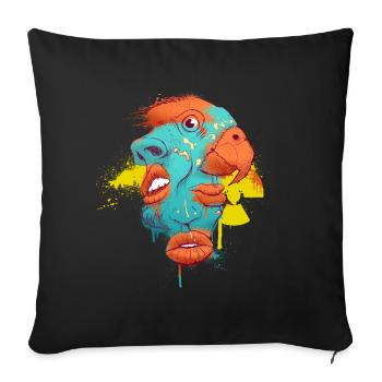 Face Mash-up Illustration - Sofa pillowcase 17,3'' x 17,3'' (45 x 45 cm) - black - Front