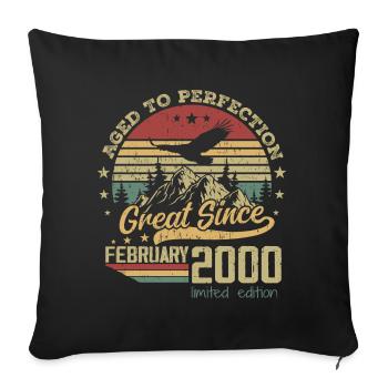 24 years old Aged to Perfection born in February 2000 - Sofa pillowcase 17,3'' x 17,3'' (45 x 45 cm) - black - Front