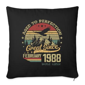 36 years old Aged to Perfection born in February 1988 - Sofa pillowcase 17,3'' x 17,3'' (45 x 45 cm) - black - Front