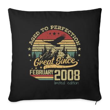 16 years old Aged to Perfection born in February 2008 - Sofa pillowcase 17,3'' x 17,3'' (45 x 45 cm) - black - Front