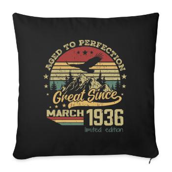 88 years old Aged to Perfection born March 1936 - Sofa pillowcase 17,3'' x 17,3'' (45 x 45 cm) - black - Front