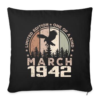 Incomparable since March 1942, 82nd Anniversary - Sofa pillowcase 17,3'' x 17,3'' (45 x 45 cm) - black - Front