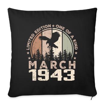 Unmatched since March 1943, 81st Anniversary - Sofa pillowcase 17,3'' x 17,3'' (45 x 45 cm) - black - Front