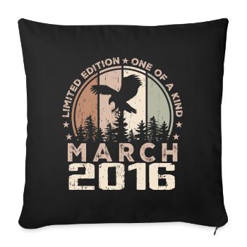 Incomparable since March 2016, 8th Anniversary - Sofa pillowcase 17,3'' x 17,3'' (45 x 45 cm) - black - Front