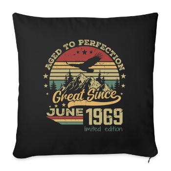 55 years old Aged to Perfection born in June 1969 - Sofa pillowcase 17,3'' x 17,3'' (45 x 45 cm) - black - Front