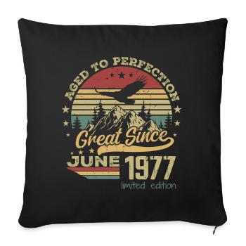 47 years old Aged to perfection born in June 1977 - Sofa pillowcase 17,3'' x 17,3'' (45 x 45 cm) - black - Front