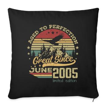 19 years old Aged to Perfection born in June 2005 - Sofa pillowcase 17,3'' x 17,3'' (45 x 45 cm) - black - Front