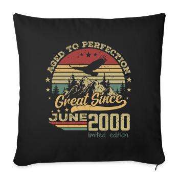 24 years old Aged to Perfection born in June 2000 - Sofa pillowcase 17,3'' x 17,3'' (45 x 45 cm) - black - Front