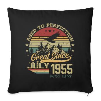 69 years old Aged to perfection born in July 1955 - Sofa pillowcase 17,3'' x 17,3'' (45 x 45 cm) - black - Front