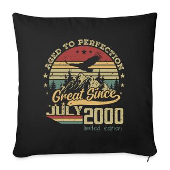 24 years old Aged to Perfection born in July 2000 - Sofa pillowcase 17,3'' x 17,3'' (45 x 45 cm) - black - Front