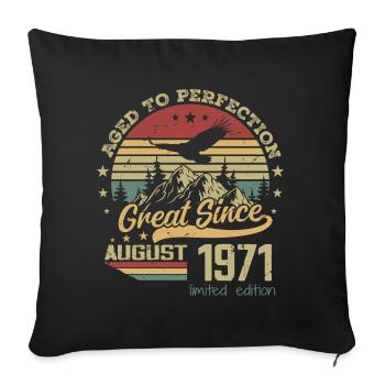 53 ans Vieilli à la Perfection né en août 1971 - Housse de coussin décorative 45 x 45 cm - noir - Devant