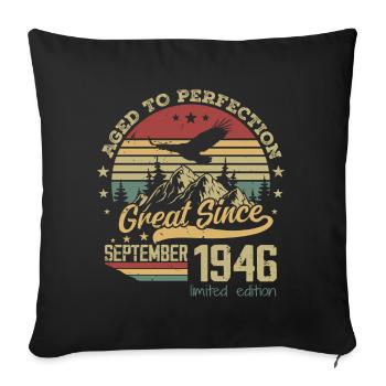 78 years old Aged to perfection born: September 1946 - Sofa pillowcase 17,3'' x 17,3'' (45 x 45 cm) - black - Front