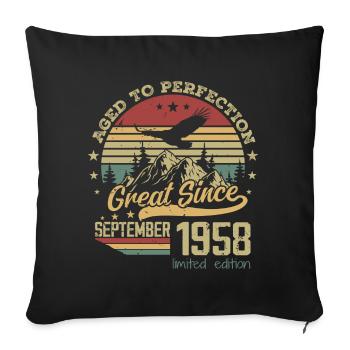 66 years old Aged to Perfection born: September 1958 - Sofa pillowcase 17,3'' x 17,3'' (45 x 45 cm) - black - Front