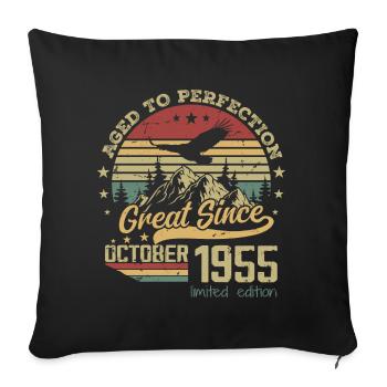 69 years old Aged to Perfection born: October 1955 - Sofa pillowcase 17,3'' x 17,3'' (45 x 45 cm) - black - Front