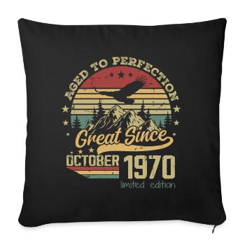 54 years old Aged to Perfection born: October 1970 - Sofa pillowcase 17,3'' x 17,3'' (45 x 45 cm) - black - Front