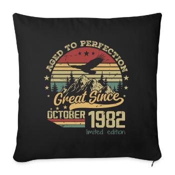 42 years old Aged to Perfection born: October 1982 - Sofa pillowcase 17,3'' x 17,3'' (45 x 45 cm) - black - Front
