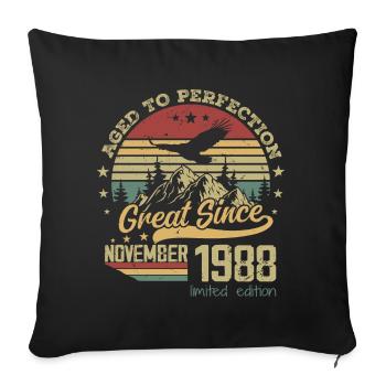 36 years old Aged to Perfection born: November 1988 - Sofa pillowcase 17,3'' x 17,3'' (45 x 45 cm) - black - Front