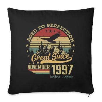 27 years old Aged to Perfection born: November 1997 - Sofa pillowcase 17,3'' x 17,3'' (45 x 45 cm) - black - Front