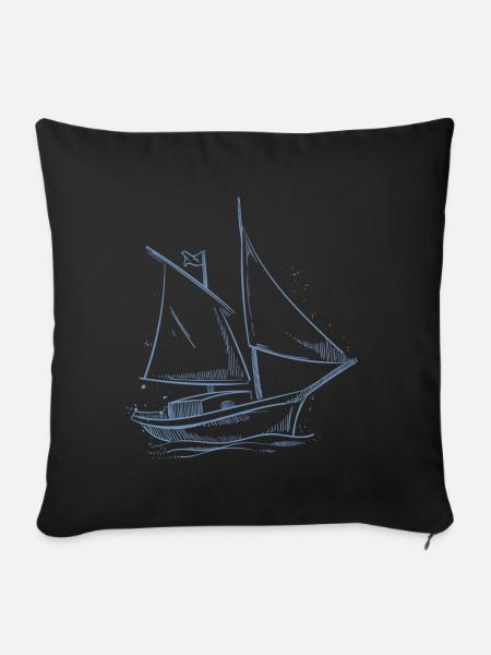 Segler Segeln Segelboot Minimalismus Design - Sofakissenbezug 45 x 45 cm - Schwarz