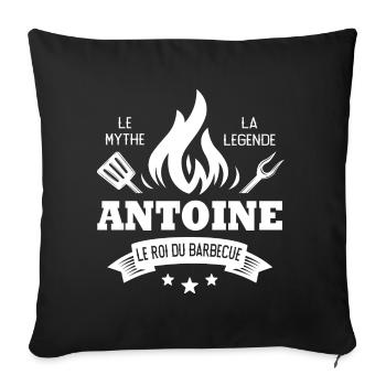Antoine barbecue Cadeau Humour personnalilé - Housse de coussin décorative 45 x 45 cm - noir - Devant