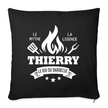 Thierry barbecue Cadeau Humour tablier personnalil - Housse de coussin décorative 45 x 45 cm - noir - Devant