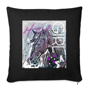 Hey Girl Tête de cheval - Housse de coussin décorative 45 x 45 cm - noir - Devant