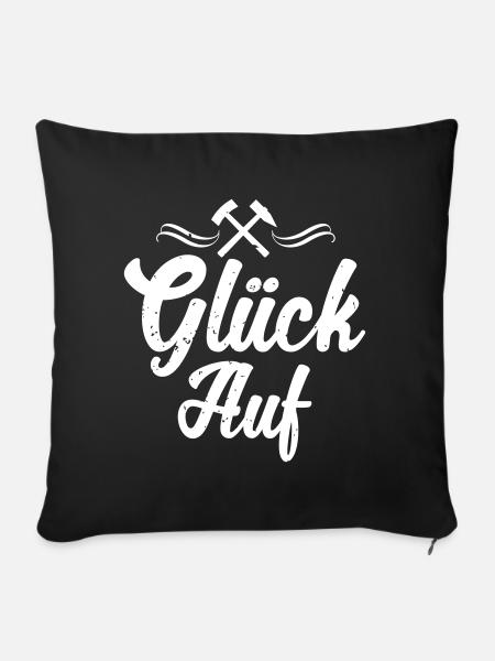 Glück Auf - Erzgebirge - Sofakissenbezug 45 x 45 cm - Schwarz