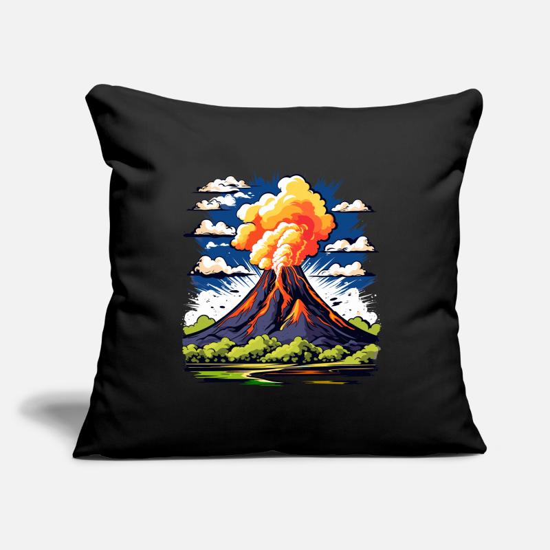 active volcano with ash cloud and lava flows Sofa pillowcase 17,3'' x 17,3'' (45 x 45 cm)