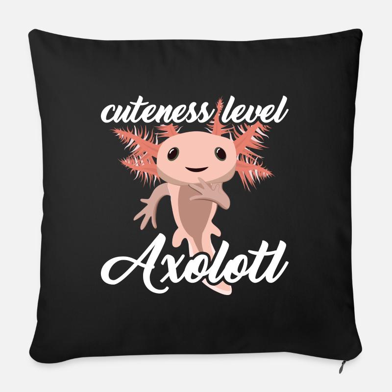 Cuteness Level Axolotl - Sofa pillowcase 17,3'' x 17,3'' (45 x 45 cm) - black