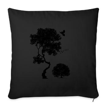 Forêt, Oiseaux arboricoles, Nature, Graphisme pour hommes, Arbres - Housse de coussin décorative 45 x 45 cm - noir - Devant