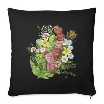 flowers - Housse de coussin décorative 45 x 45 cm - noir - Devant