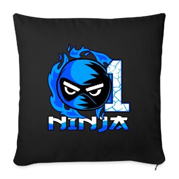 Kinder 1. Geburtstag Junge 1 Jahr alt Ninja - Sofakissenbezug 45 x 45 cm - Schwarz - Vorne