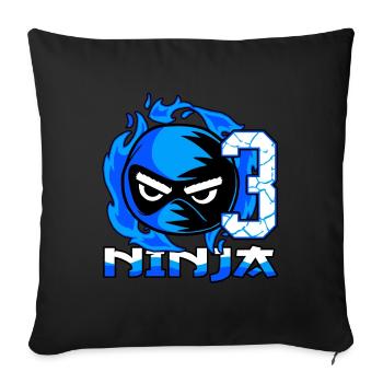 Kinder 3. Geburtstag Junge 3 Jahre alt Ninja - Sofakissenbezug 45 x 45 cm - Schwarz - Vorne