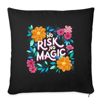 Magie et fleurs - Housse de coussin décorative 45 x 45 cm - noir - Devant