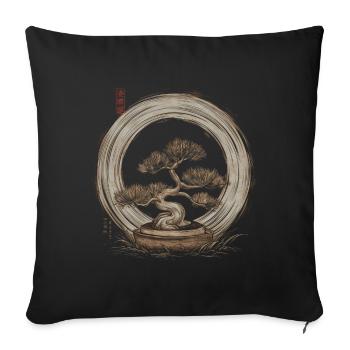 Japanese Zen Enso Circle with Bonsai Tree - Sofa pillowcase 17,3'' x 17,3'' (45 x 45 cm) - black - Front