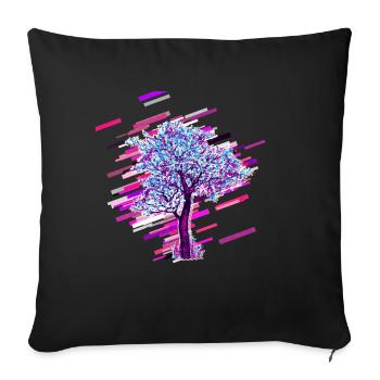Tree Blossom 80s Retro Violet - Housse de coussin décorative 45 x 45 cm - noir - Devant