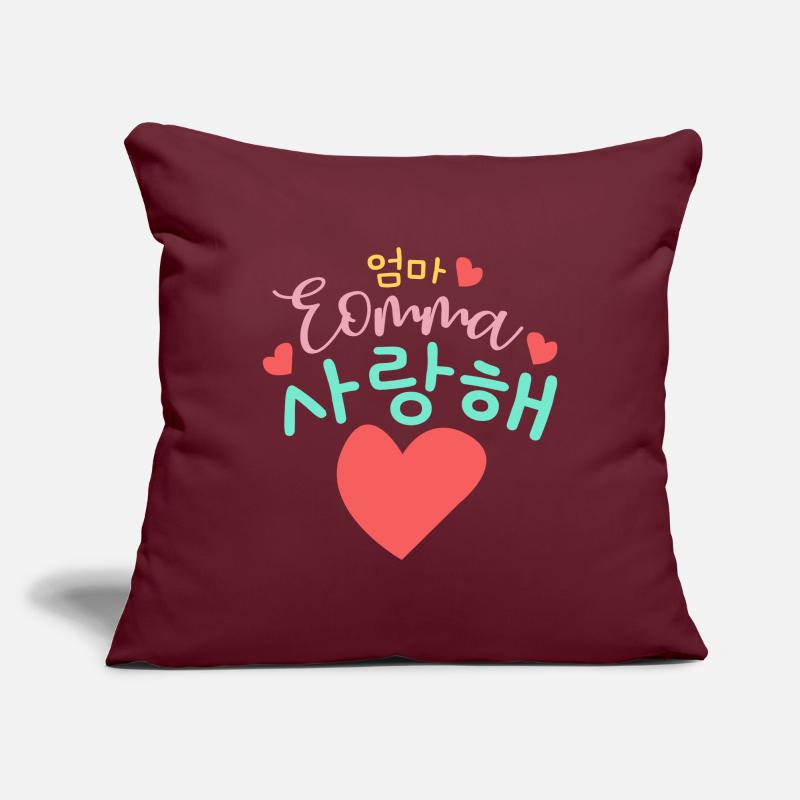 Saranghae Eomma J’aime ma mère coréenne Housse de coussin décorative 45 x 45 cm