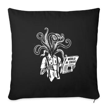 Coffee-drinking skeleton with tentacles, newspaper - Sofa pillowcase 17,3'' x 17,3'' (45 x 45 cm) - black - Front