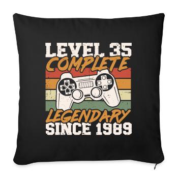 35th Birthday Level 35 Complete Vintage 1989 - Sofa pillowcase 17,3'' x 17,3'' (45 x 45 cm) - black - Front