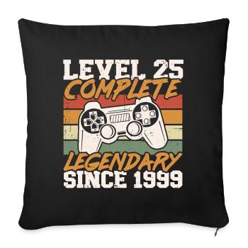 25th Birthday Level 25 Complete Vintage 1999 - Sofa pillowcase 17,3'' x 17,3'' (45 x 45 cm) - black - Front
