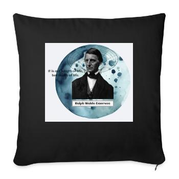 Profondeur de la vie – Citation de Ralph Waldo Emerson - Housse de coussin décorative 45 x 45 cm - noir - Devant