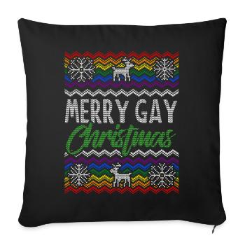 Gay Pride laid de Noël chandail cadeau de Noël - Housse de coussin décorative 45 x 45 cm - noir - Devant