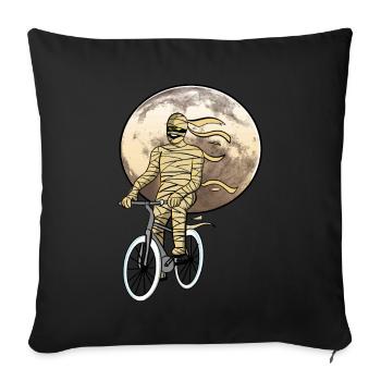 Momie Vélo Pleine Lune Espace Espace Halloween - Housse de coussin décorative 45 x 45 cm - noir - Devant