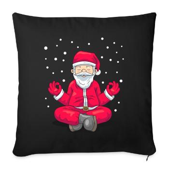 Cadeau de yoga Yogi pour la méditation du père Noël - Housse de coussin décorative 45 x 45 cm - noir - Devant