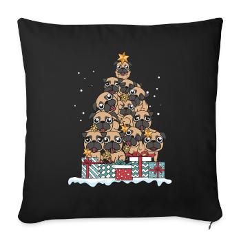 Cadeau de Noël amoureux de chien carlin - Housse de coussin décorative 45 x 45 cm - noir - Devant