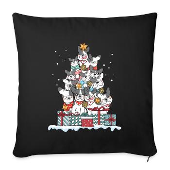 Cadeau de Noël pour chien bulldog français - Housse de coussin décorative 45 x 45 cm - noir - Devant