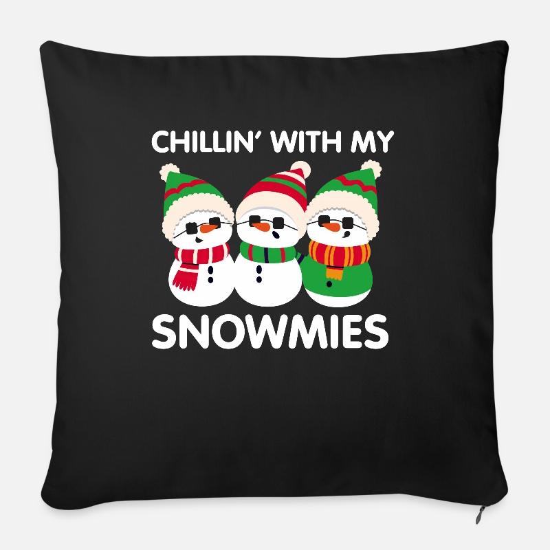 Schneemann Schnee Weihnachten Geschenkidee - Sofakissenbezug 45 x 45 cm - Schwarz