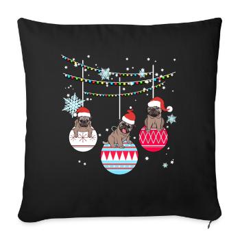 Pug dog dog owner Christmas gift - Sofa pillowcase 17,3'' x 17,3'' (45 x 45 cm) - black - Front